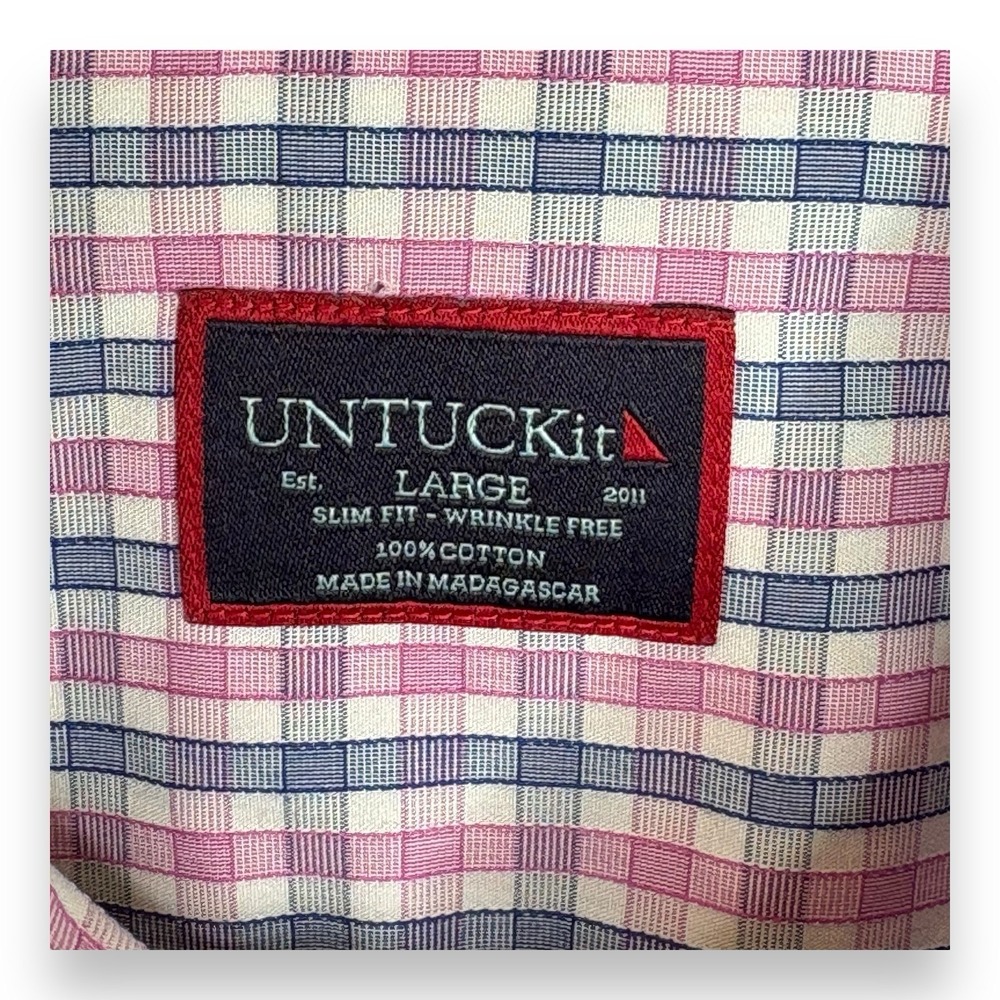 UNTUCKit Size L Button Down Shirt Collared Long Sleeve Slim Fit Wrinkle Free - Picture 4 of 10